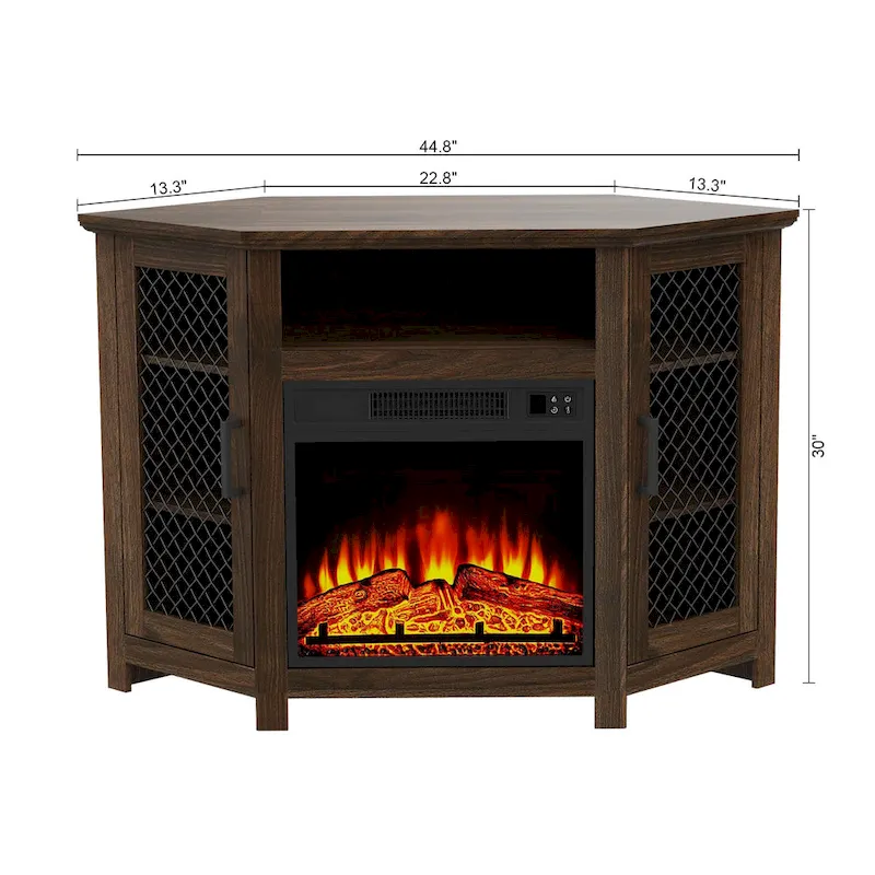 44.8 TV Stand Console with 18 Electric Fireplace and Shelves - N/A