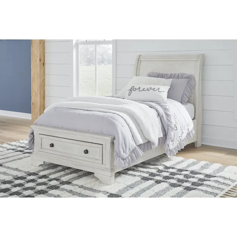 Signature Design by Ashley Robbinsdale Antique White Twin Sleigh Storage Bed