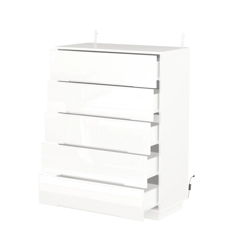 31.5 High Gloss Chest With Light Chest w/5 Drawers&Spacious Tabletop