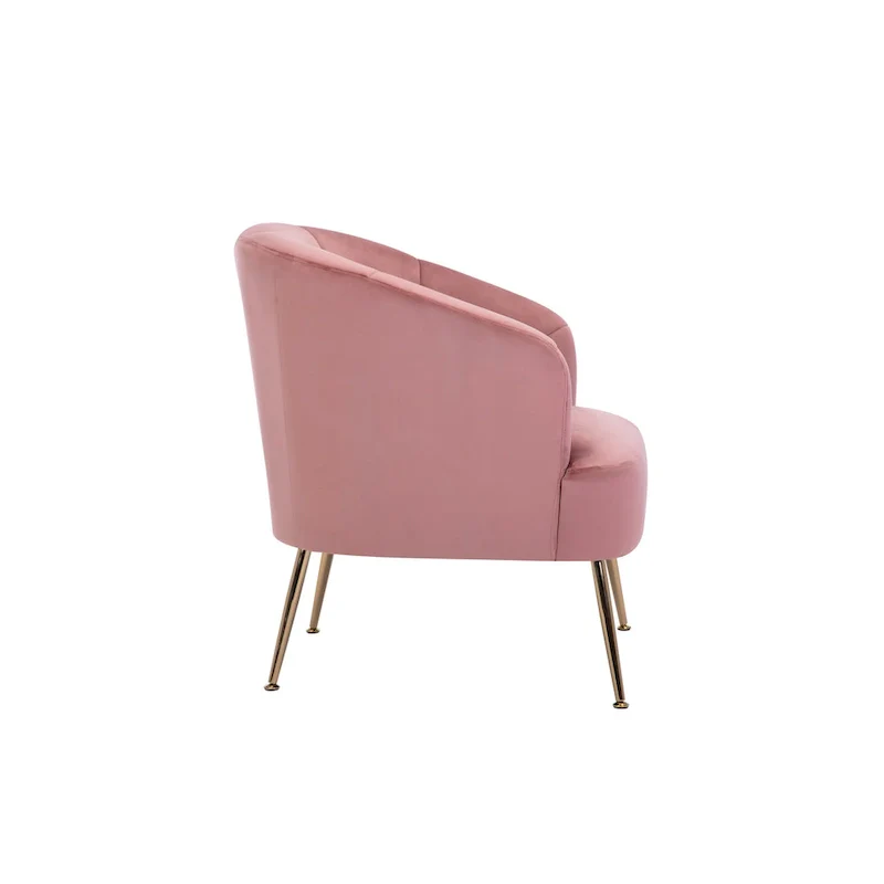 Tufted Velvet Accent Chair with Chrome Legs