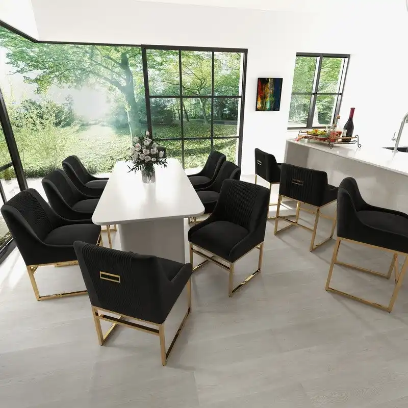 SEYNAR Contempoary Velvet Dining Chair with Metal Frame Legs, set of 8