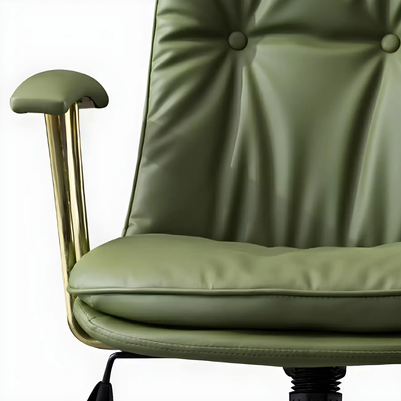 Gold Base Tufted Leather Adjustable Office Chair