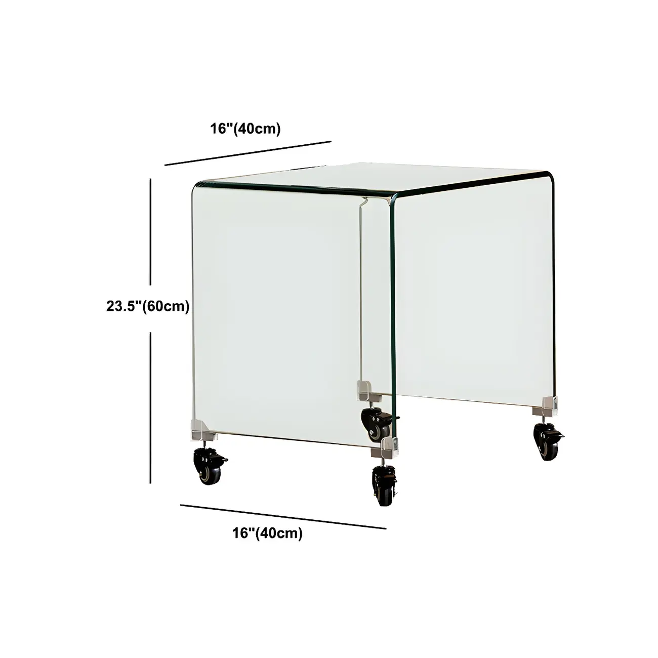 Stylish Clear Glass Nightstand with Open Shelf