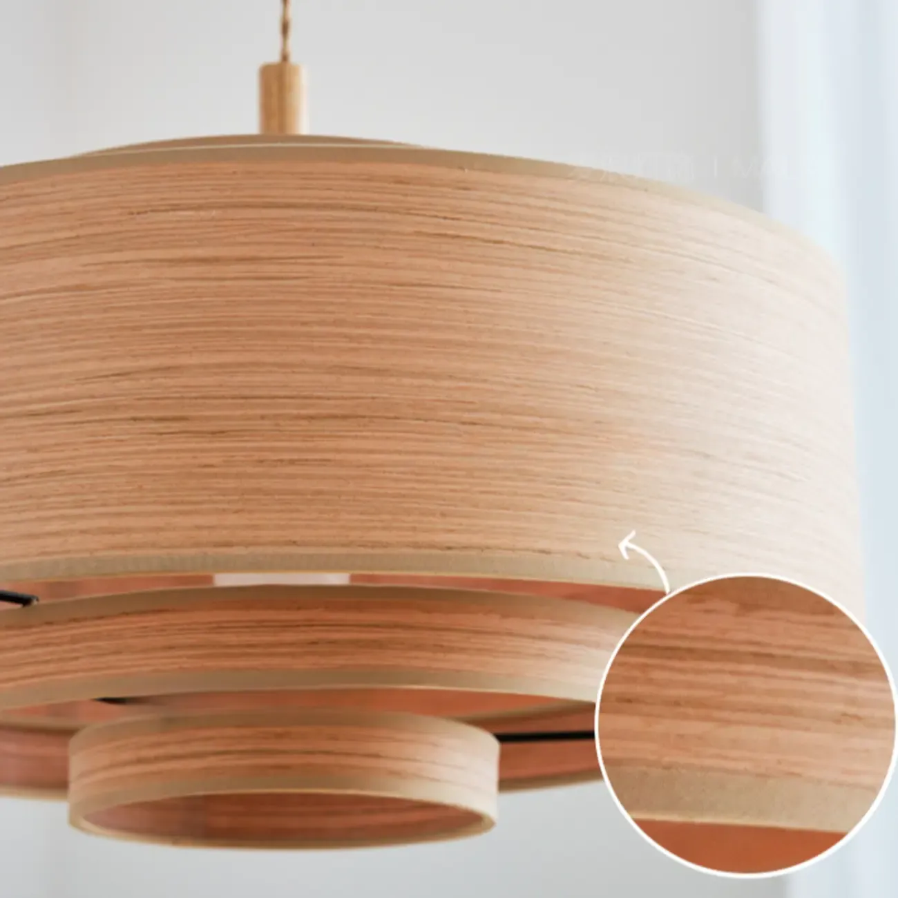 3 Tiers Solid Wood Pendant Lighting Adjustable Height