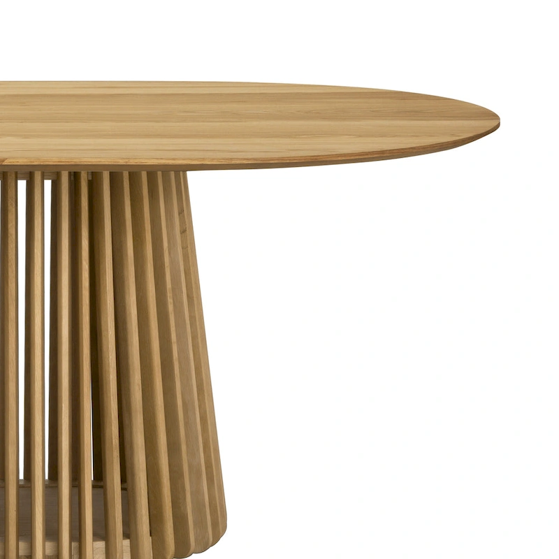 Pasadena 79 inch Solid Wood Oval Dining Table with Slatted Pedestal Base