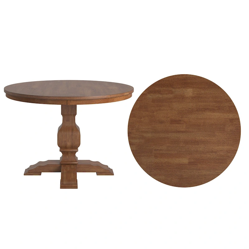 Ronda Two-Tone Round Solid Wood Top Dining Table