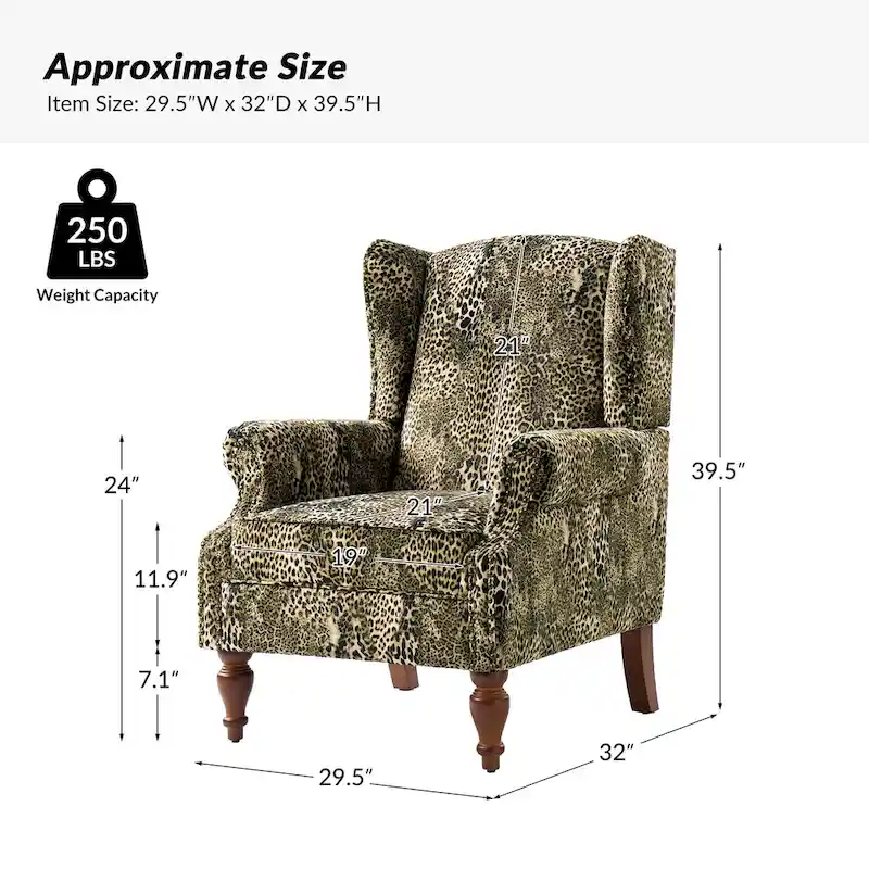 Ivan Traditional Animal Pattern Armchair with Nailhead Trim by