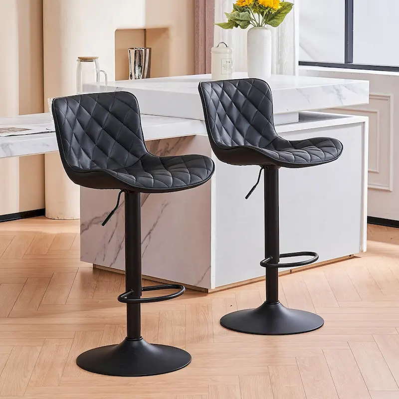 Bar Stools Set of 2 Adjustable Swivel Bar Chairs Modern Counter Stools