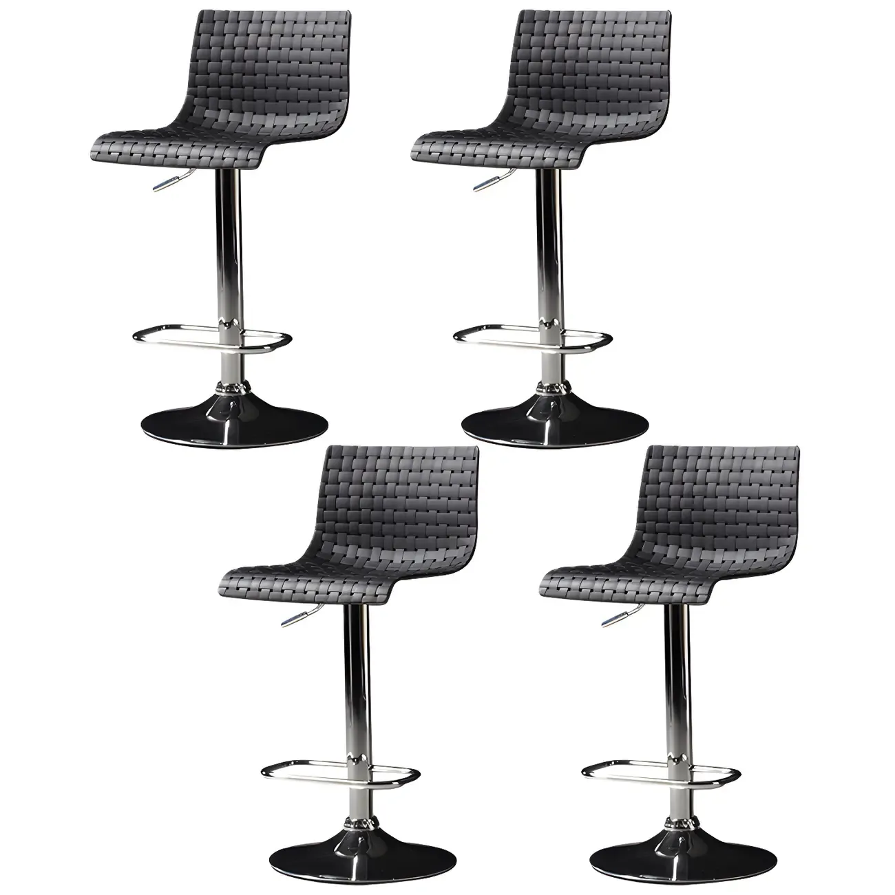 Modern Square Seat Plastic Rattan Adjustable Swivel Bar Stools