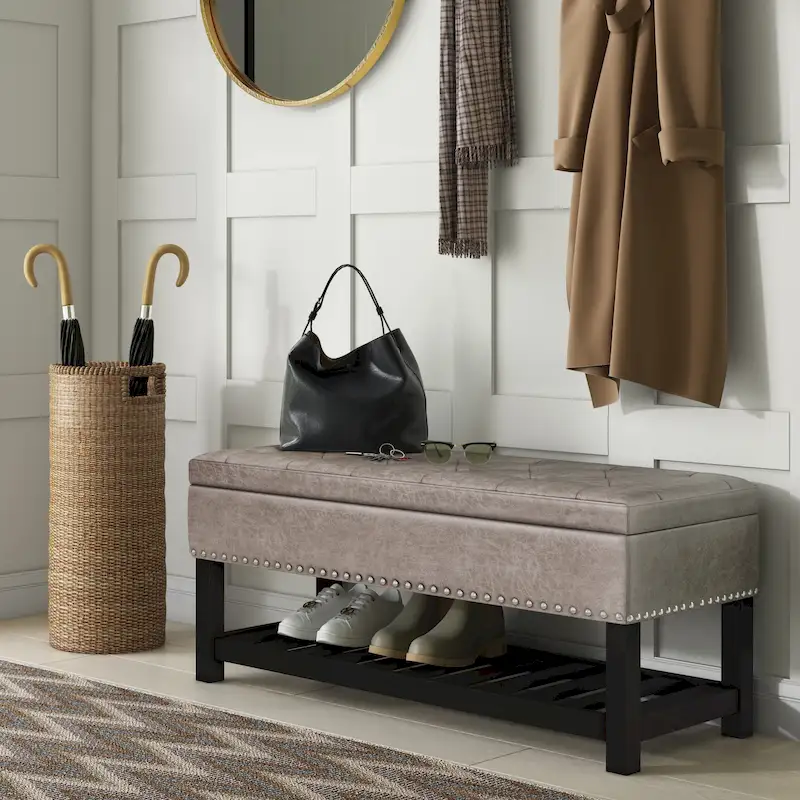 WYNDENHALL Riley 43 inch Wide Rectangle Ottoman Bench - 43 W x 17 D x 19 H