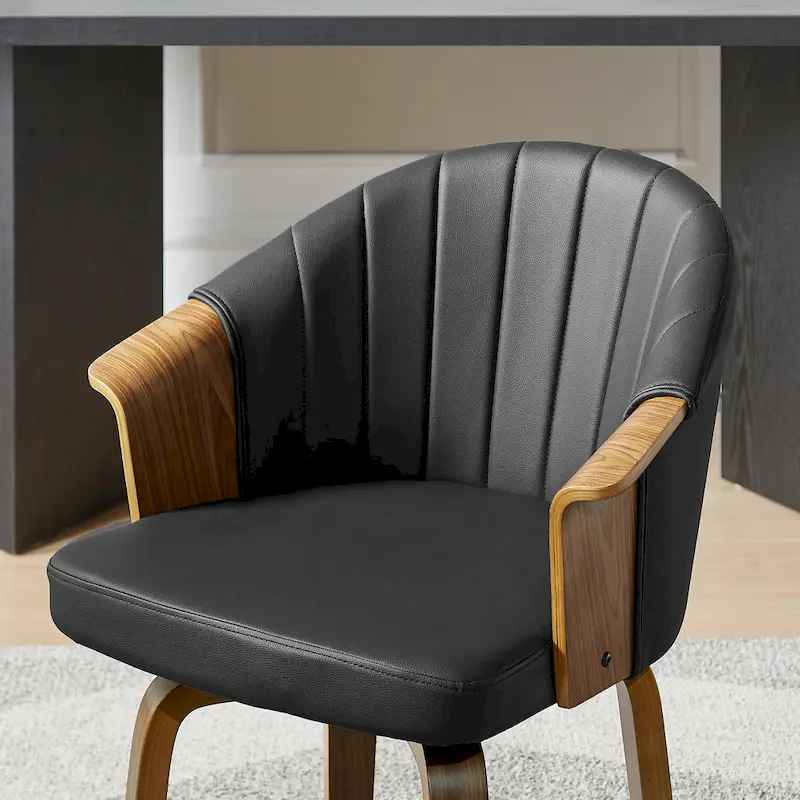 Bentwood and PU Swivel Dining Chairs (Set of 2)