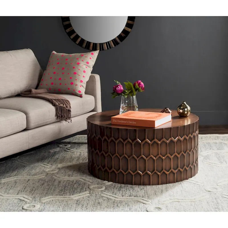 SAFAVIEH Marita Antique Copper Coffee Table - 29  x 29  x 15  - 29Wx29Dx15H