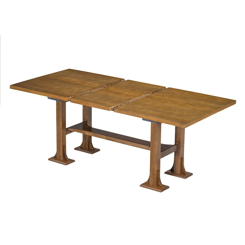 6-Piece Farmhouse Extendable Dining Set with Leaf & Bench