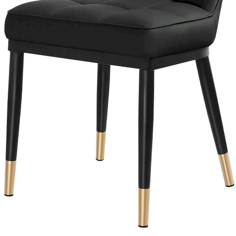 Faux Leather Upholstered Dining Chairs Set of 4 with Checked Pattern