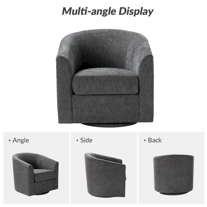 Cuenca Modern Upholstered Barrel Chair with Swivel Base Set of 2