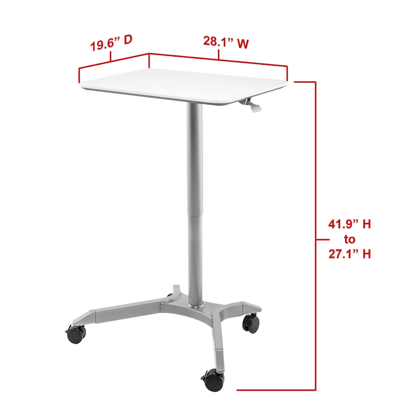 airLIFT XL 28 Pneumatic Height Adjustable Sit-Stand Mobile Laptop Computer Desk Cart