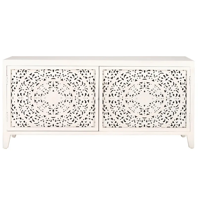 SAFAVIEH Ciji 2-Shelf 2-Door Media Stand (Fits Up To A 60 Flatscreen TV) - 55 In. W x 15 In. D x 26 In. H - 55Wx15Dx26H