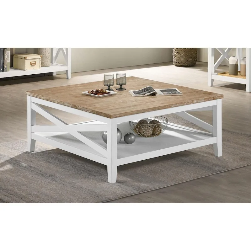Briggston Brown and White Square Coffee Table