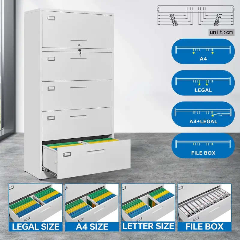 Steel Lateral File Cabinet with Lock