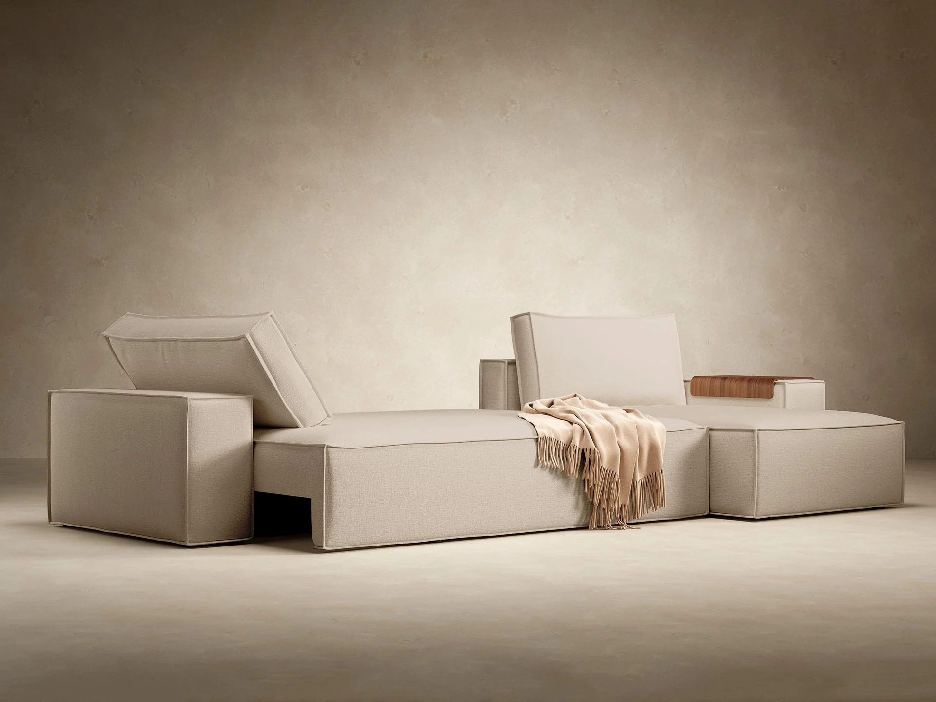 Newilla Wide Arms Sectional Sofa Bed