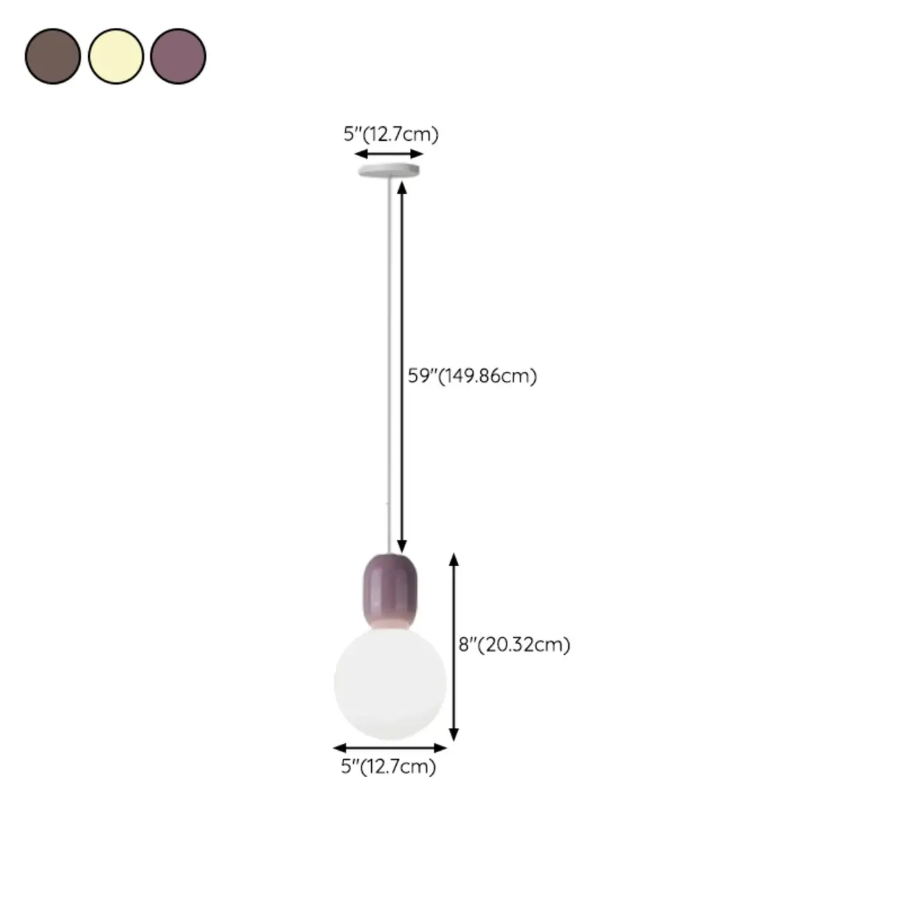 Modern White Metal Plastic Globe Pendant Light