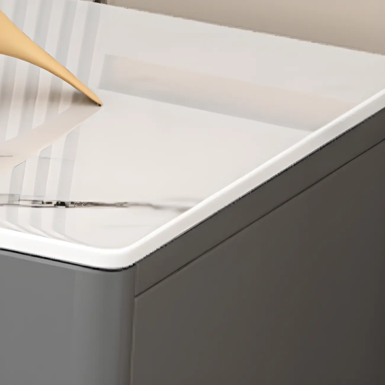 63 Elegant Stone White TV Stand with Adjustable Shelves