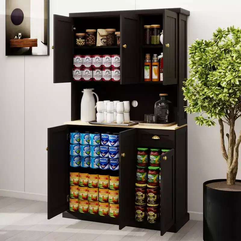 AndMakers Wood 39.76 in. Pantry Cabinet with Adjustable Shelves