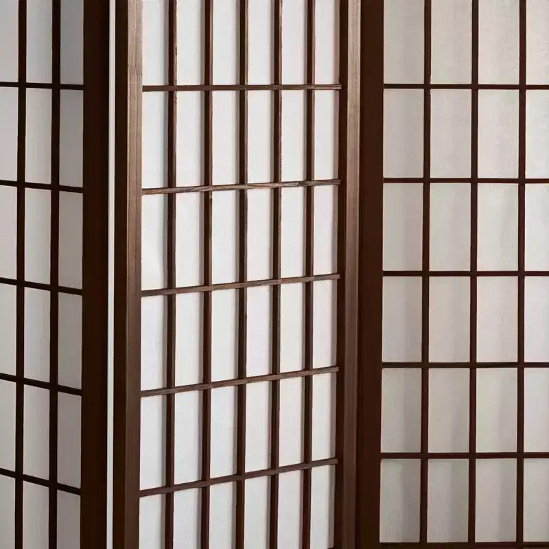 Oriental Furniture 6 ft. Tall Window Pane Shoji Screen - Walnut (6 Panels): Folding Privacy Partition