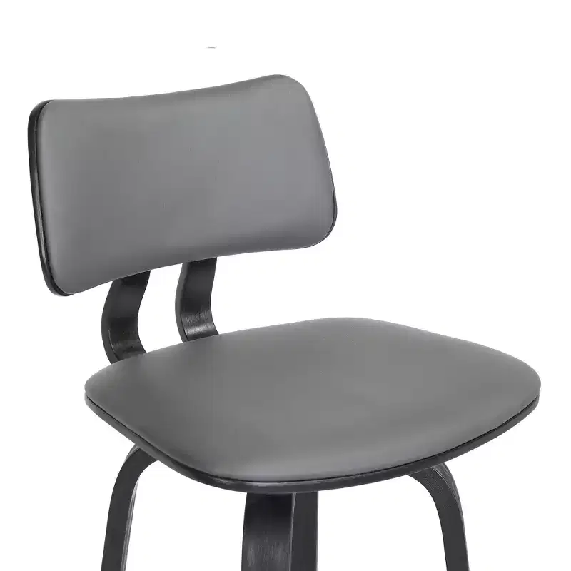 GDFStudio Calder Modern Faux Leather and Wood Swivel Bar Stool
