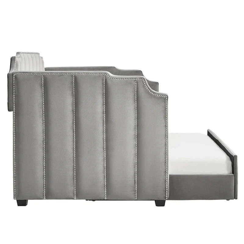 Chareau Glam Grey Velvet Daybed by iNSPIRE Q Modern