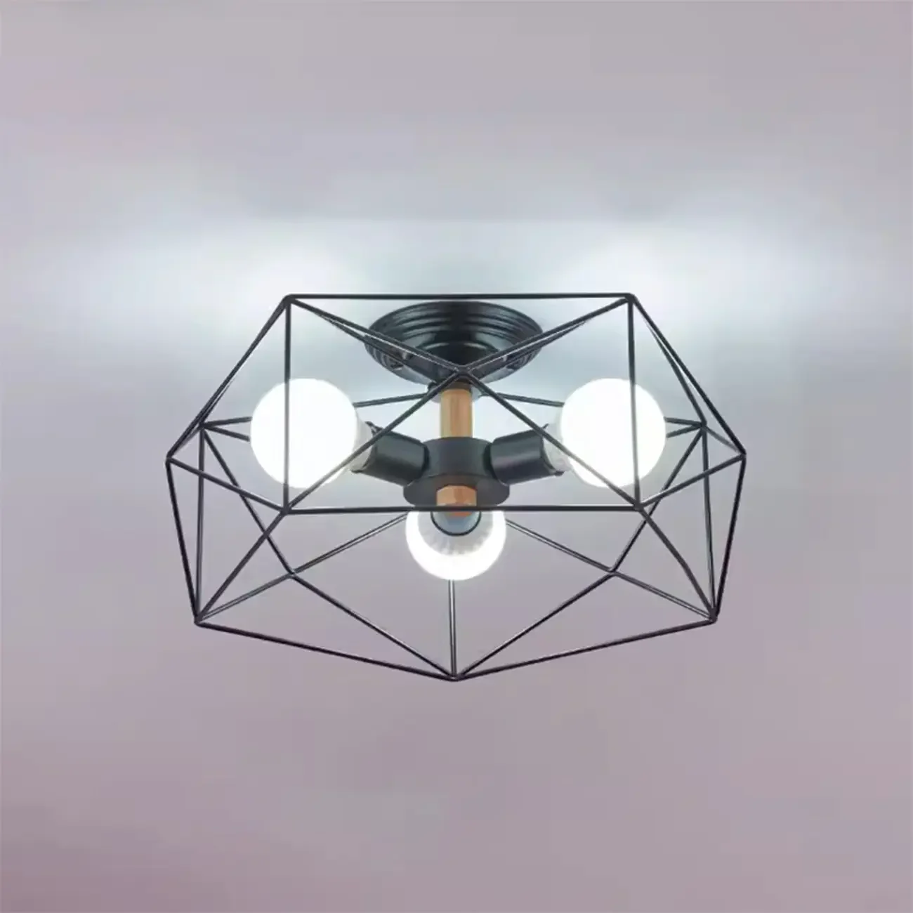 Sleek Gold Semi-Flush Ceiling Light with Iron Drum Shade