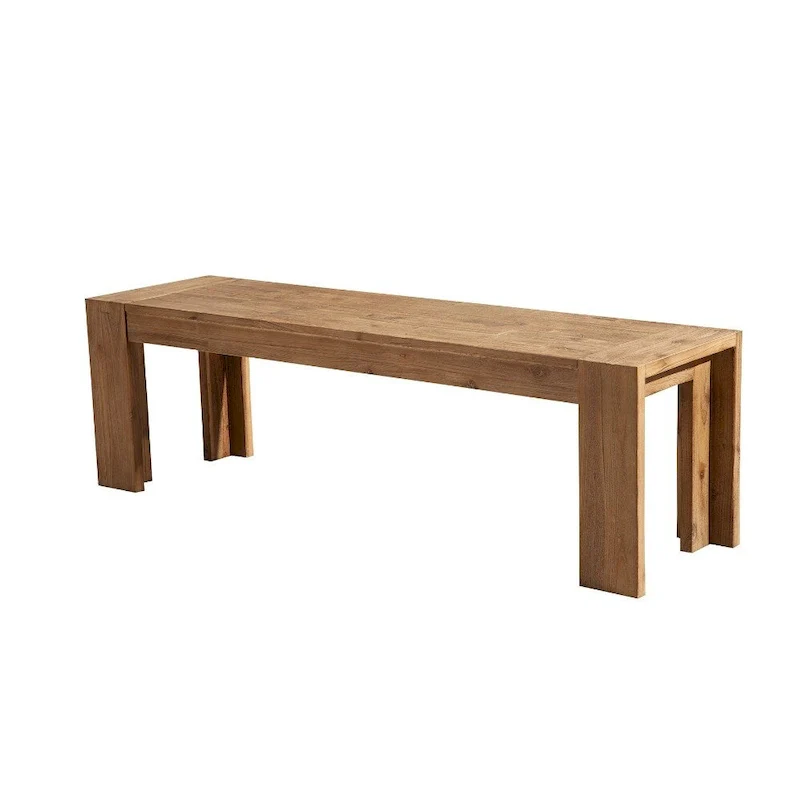 Solid Acacia Wood Bench with Bracket Legs, Brown - 18 H x 58 W x 16 L Inches