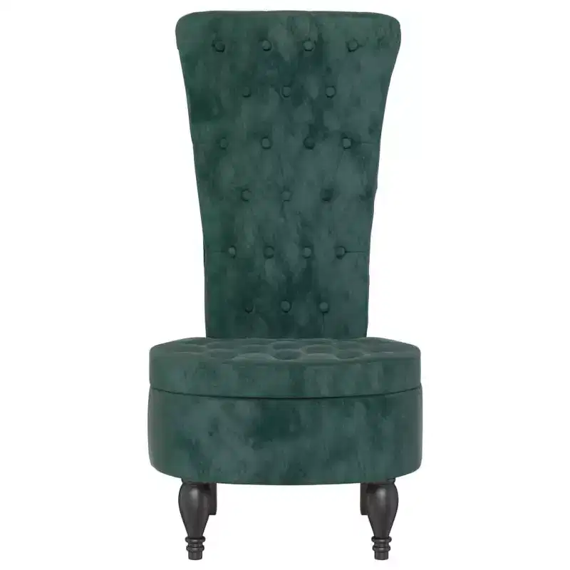 vidaXL High Back Chair Dark green Velvet, Solid wood, Plywood Single