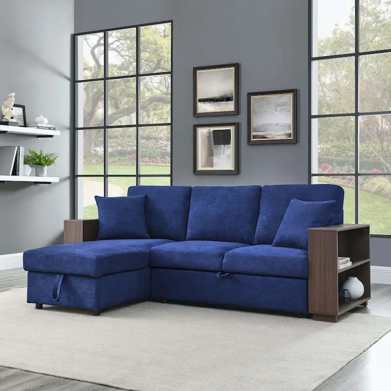 Classic and Cozy L-shape Pull-out Sleeper Sectional Sofa
