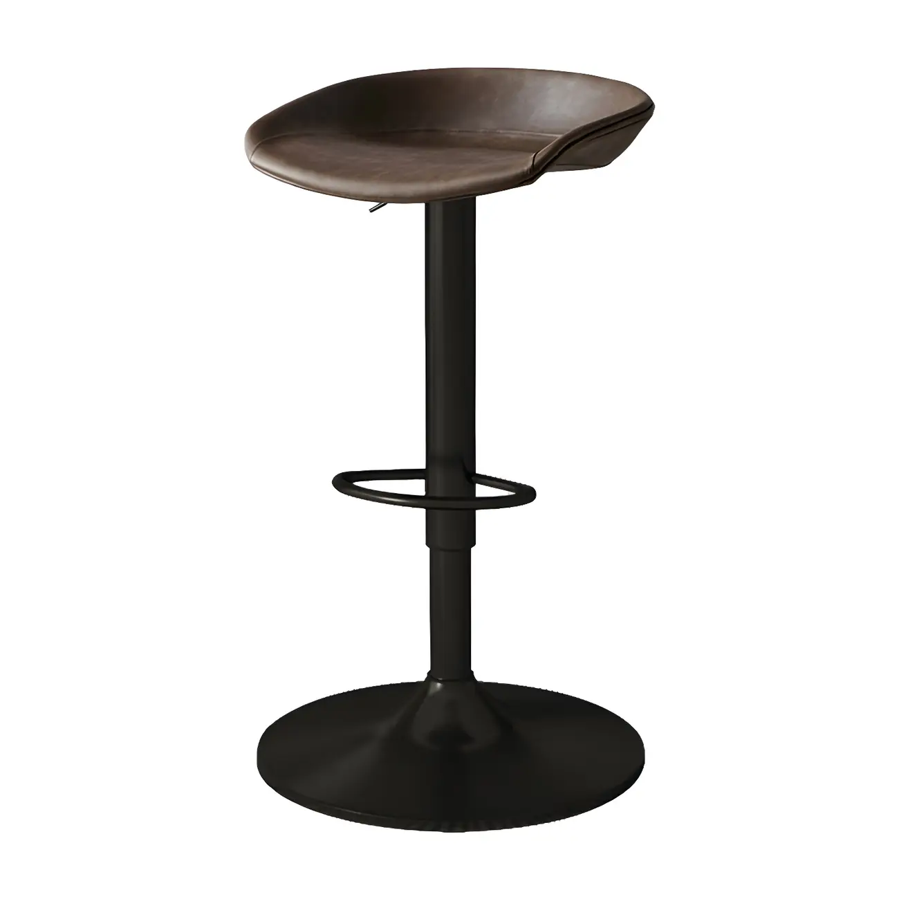 Modern Leather Black Pedestal Swivel Adjustable Bar Stool
