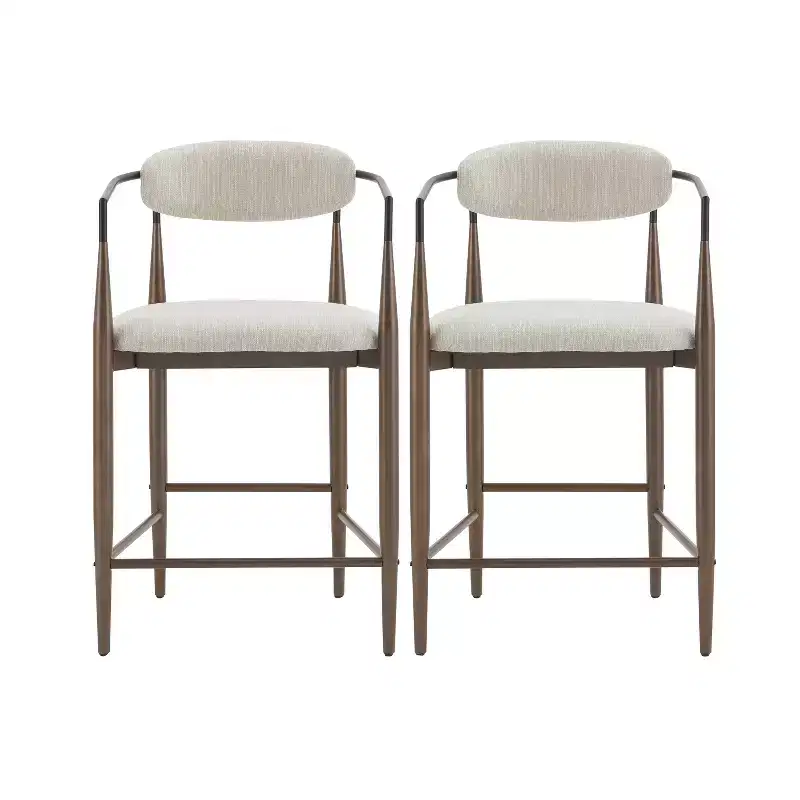 Christopher Knight Home Alger Modern Fabric Upholstered Iron 25 Inch Counter Stools (Set of 2)