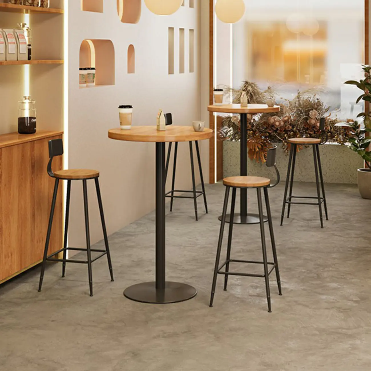 Cosmopolitan Light Wood Bar Set with Round Table