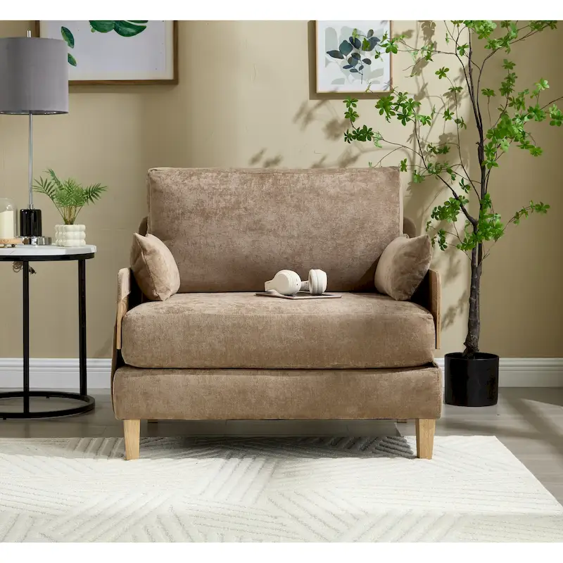 Chenille Upholstered 3-in-1 Convertible Sleeper Foldable Sofa Bed Recliner Chair with 3 Pillows