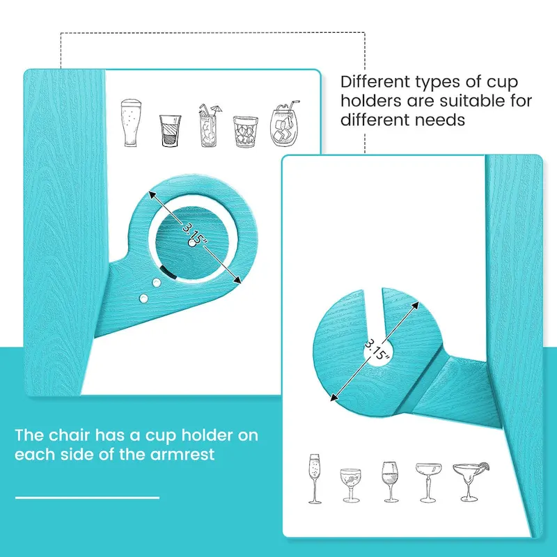 HDPE Modern All weather Adirondack Chairs with Cup-holders