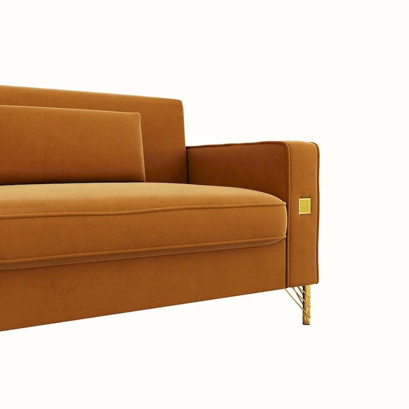 Modern Tufted Velvet Loveseat Upholstered Sofa with Removable Cushions and Pillows - 85.63 in.D x 30.31 in.W x 30.51 in.H