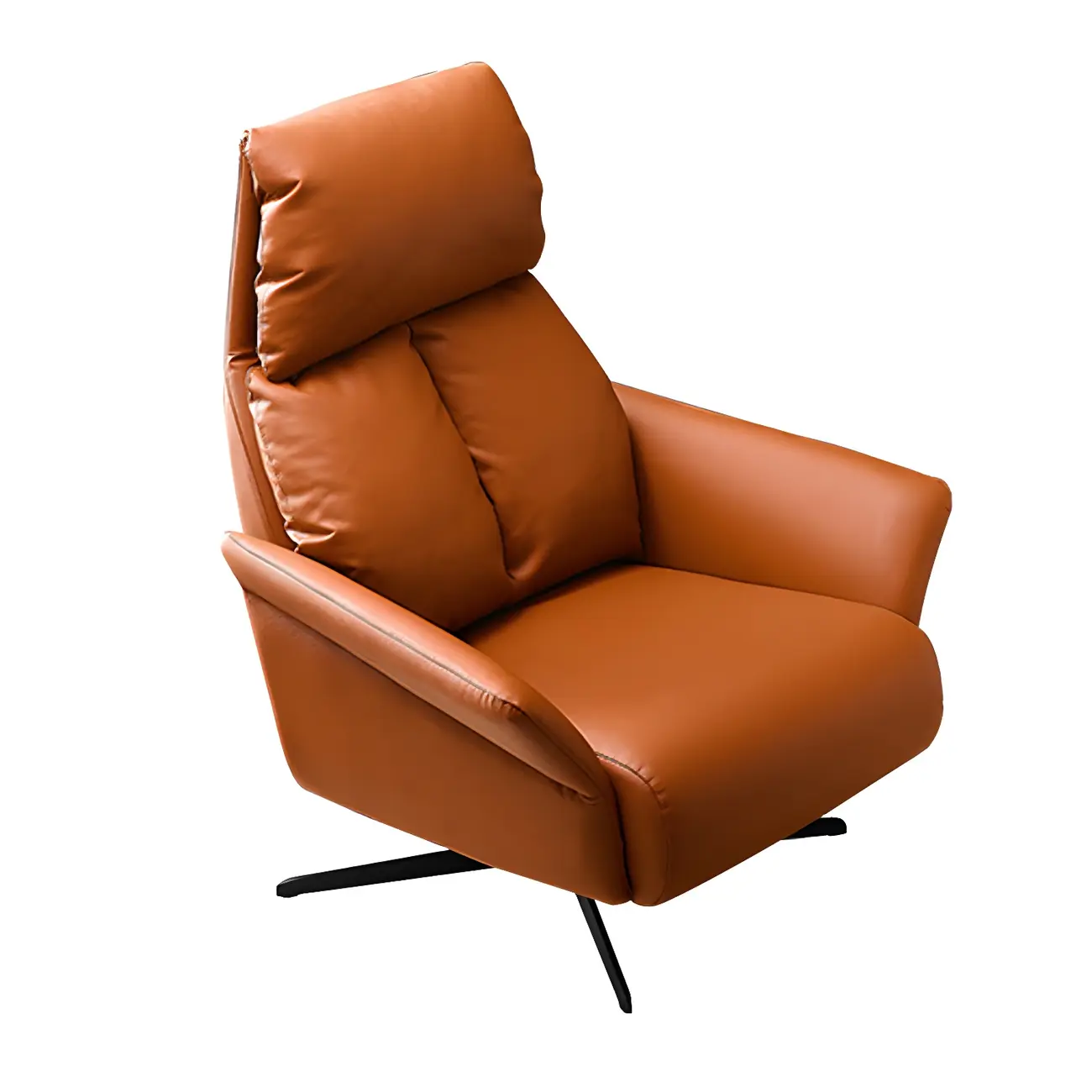 Modern Leather Swivel Chair Red with Arms Black Legs