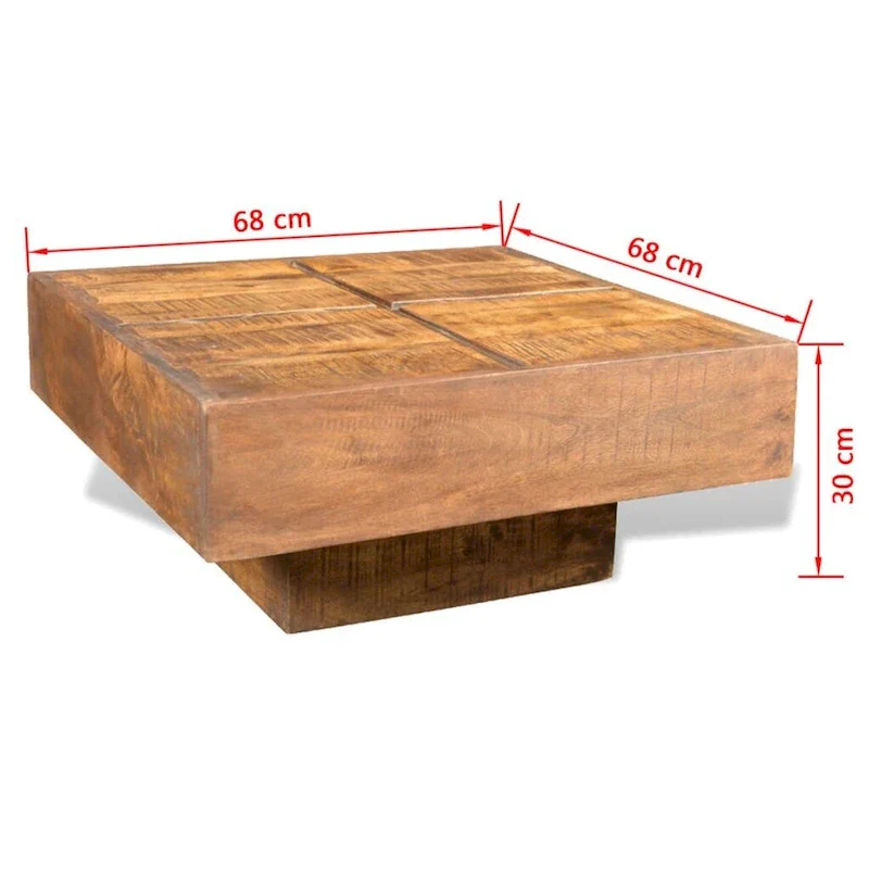vidaXL Coffee Table Brown Square Solid Mango Wood - 27 x 27 x 12