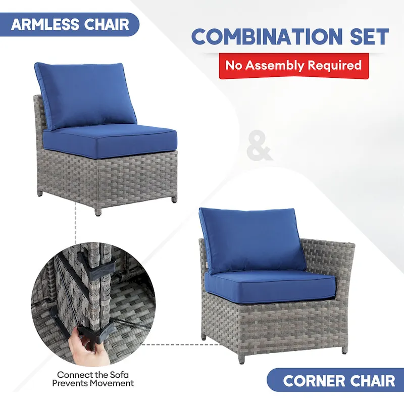 XIZZI 6-piece Patio Wicker Furniture Set with Coffee Table