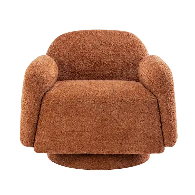 Boucle Upholstered Swivel Accent Barrel Chair with Armrest, Set of 1