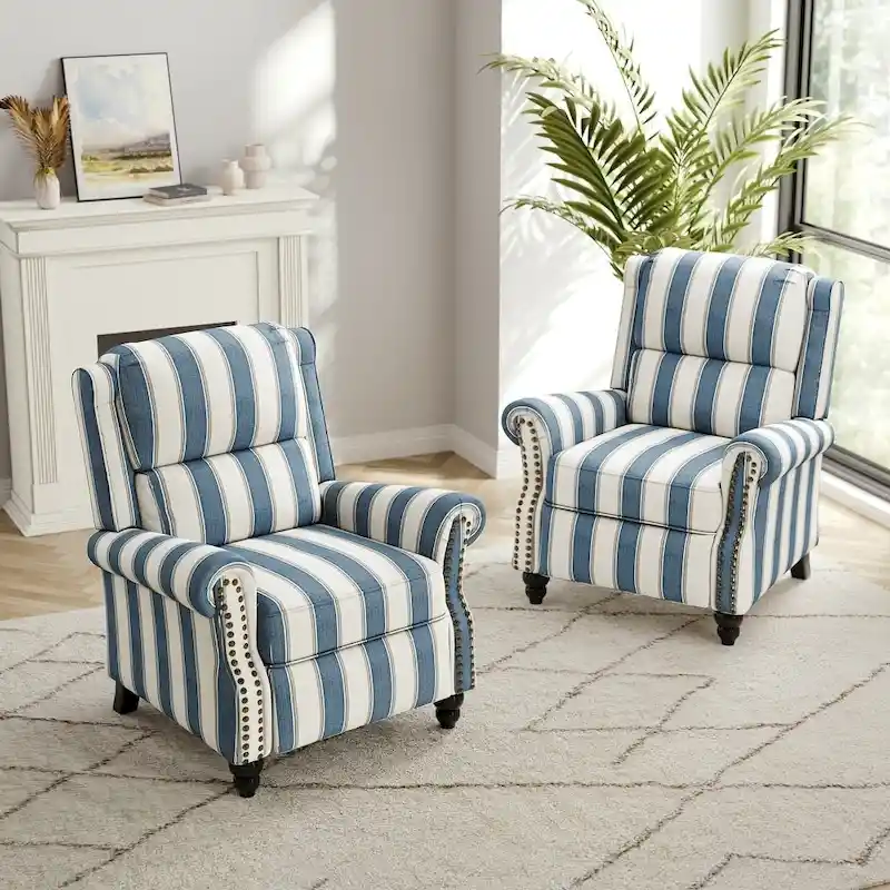 2 Set Modern Padded Seat Recliner Chair with PU Leather/Fabric