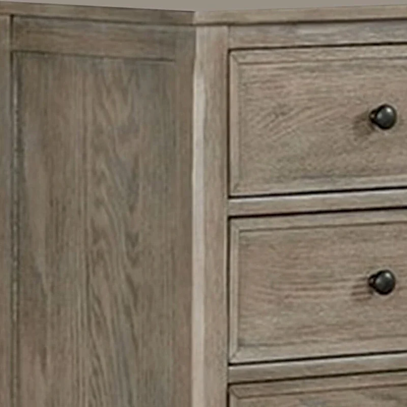 Armoire with 6 Storage Drawers and Turnip Feet, Natural Brown