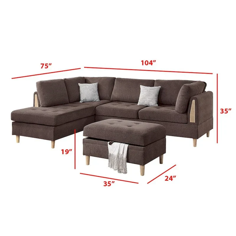 Poundex Furniture Chenille 3 piece Sectional