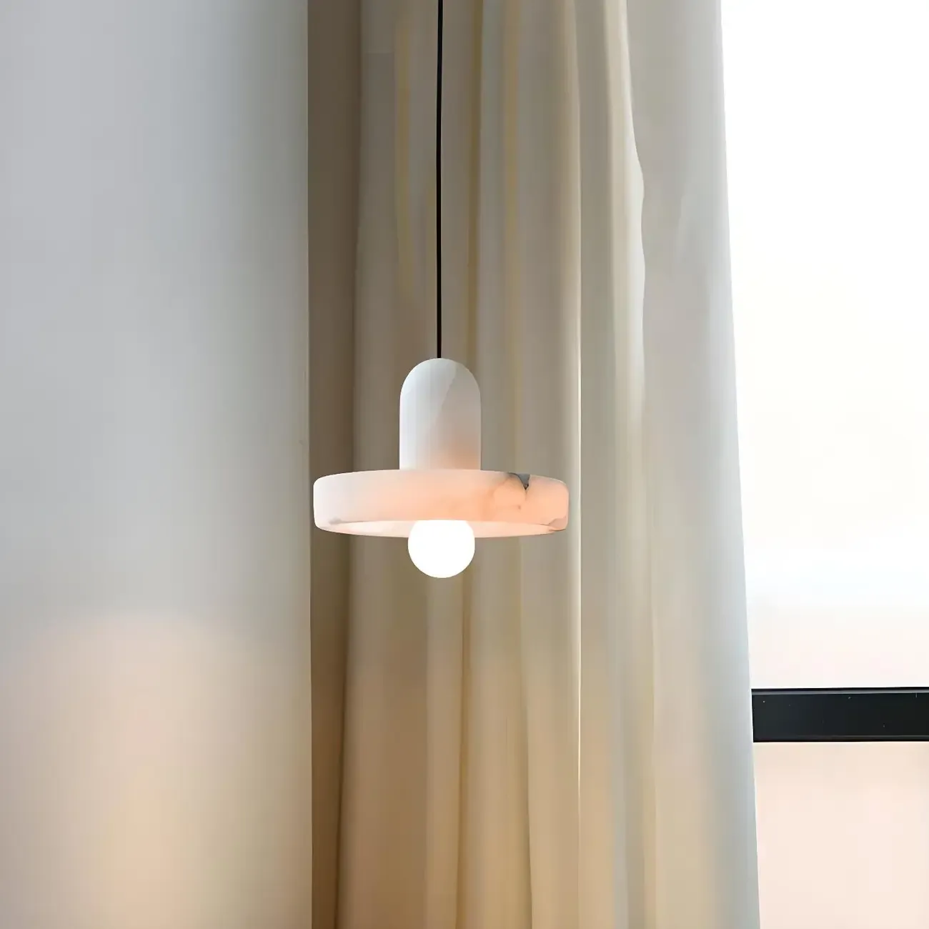 Modern Pendant Chandelier with White Agate Shade