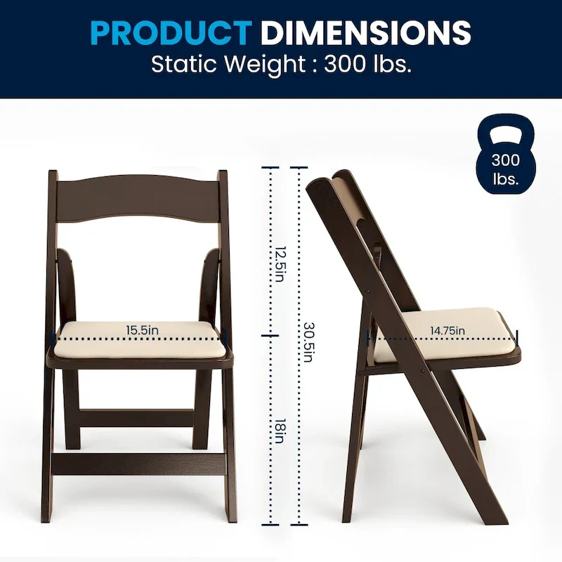 Wood Folding Chair with Vinyl Padded Seat (Set of 2)