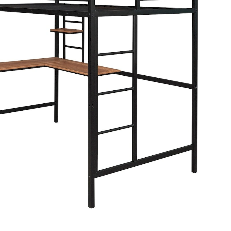 Twin Metal Loft Bed with Desk and Shelve